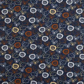 Baumwollpopeline Tiergesichter | Poppy Fabrics – blaugrau, 