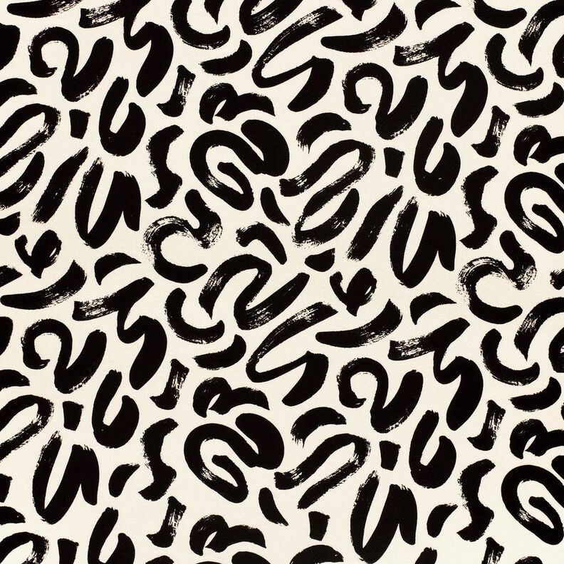 Viskosejersey abstrakte Pinselstriche – creme/schwarz,  image number 1