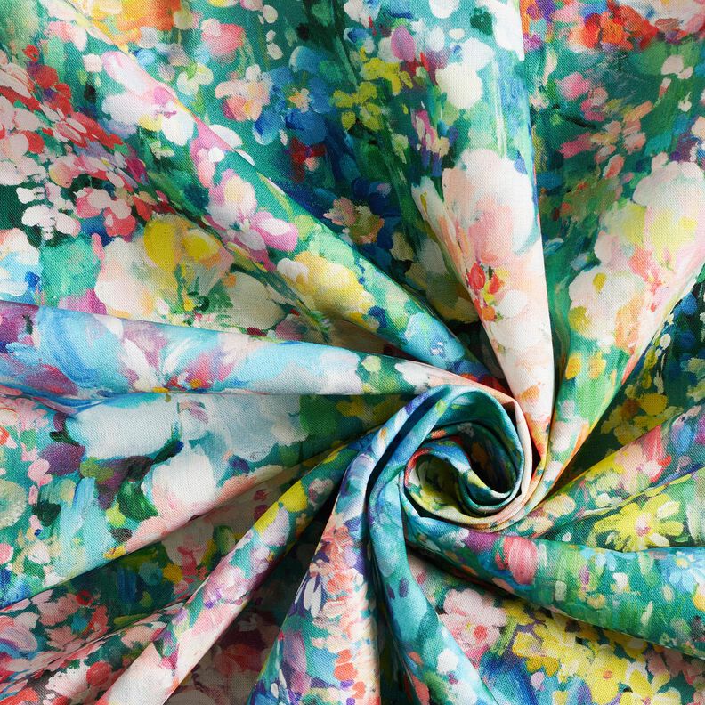 Dekostoff Canvas Blumengemälde – grün/rosa,  image number 2