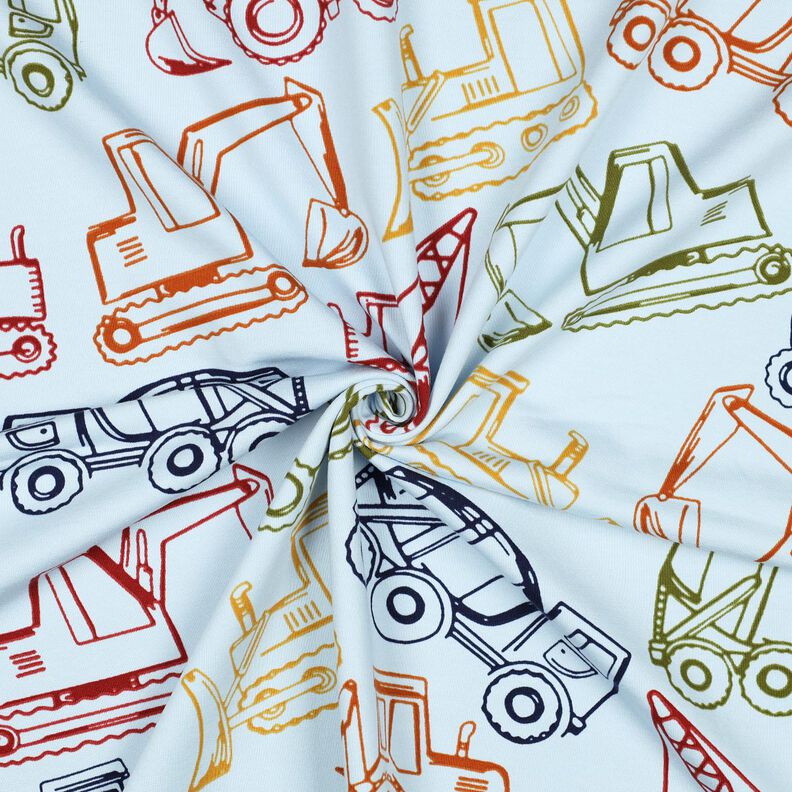 French Terry Sommersweat Baufahrzeuge | Poppy Fabrics – babyblau/marineblau,  image number 3
