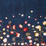 French Terry Bordürenstoff Herbstblätter | Glitzerpüppi – marineblau/pfirsichorange,  thumbnail number 1