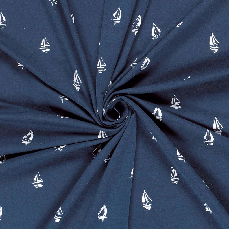 Baumwolljersey gezeichnete Segelbötchen – marineblau,  image number 3