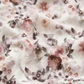Rippenjersey romantische Blumen Digitaldruck – wollweiss, 