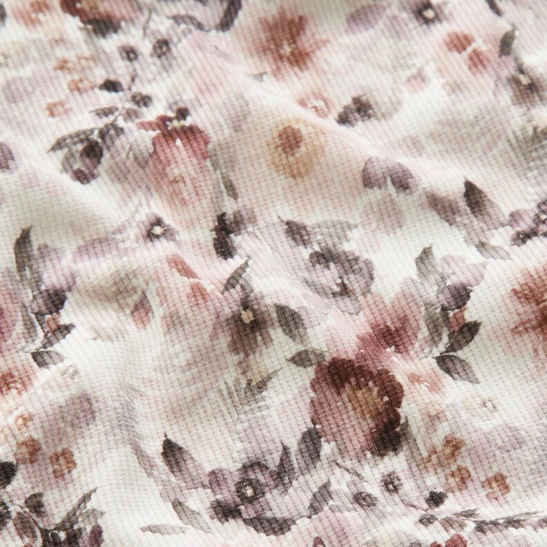 Rippenjersey romantische Blumen Digitaldruck – wollweiss, image number 2
