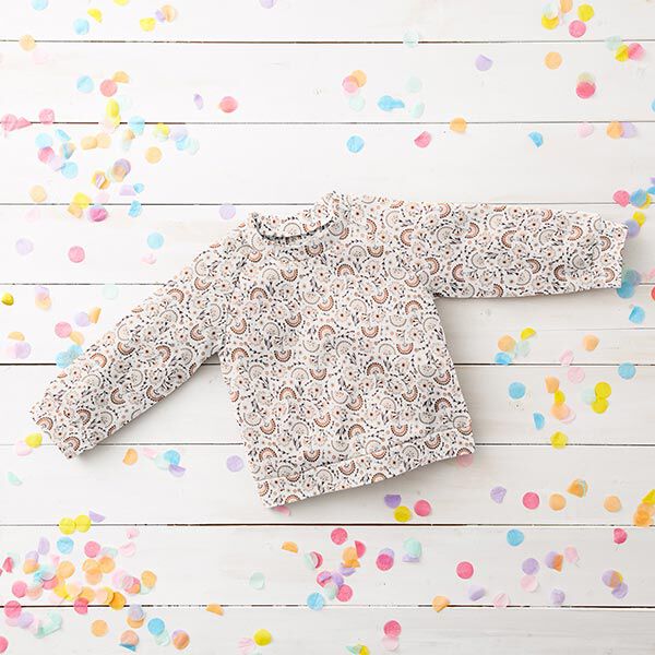 Alpenfleece süße Blümchen – wollweiss | Reststück 60cm