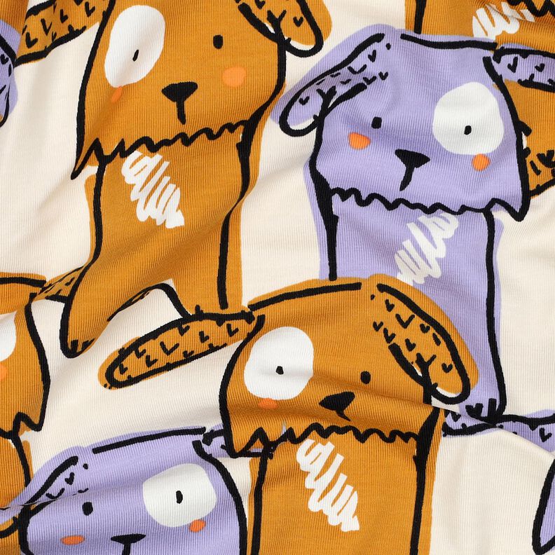 Baumwolljersey Schlappohr Hunde | Poppy Fabrics – wollweiss, image number 2