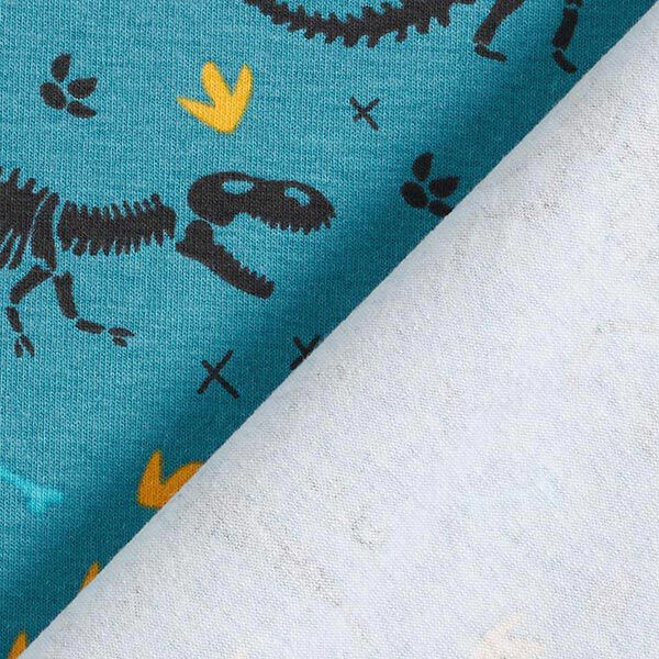 Baumwolljersey Dino-Skelette – petrol