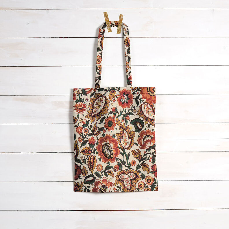 Dekostoff Gobelin Retro floral – hellbeige/kupfer, image number 10