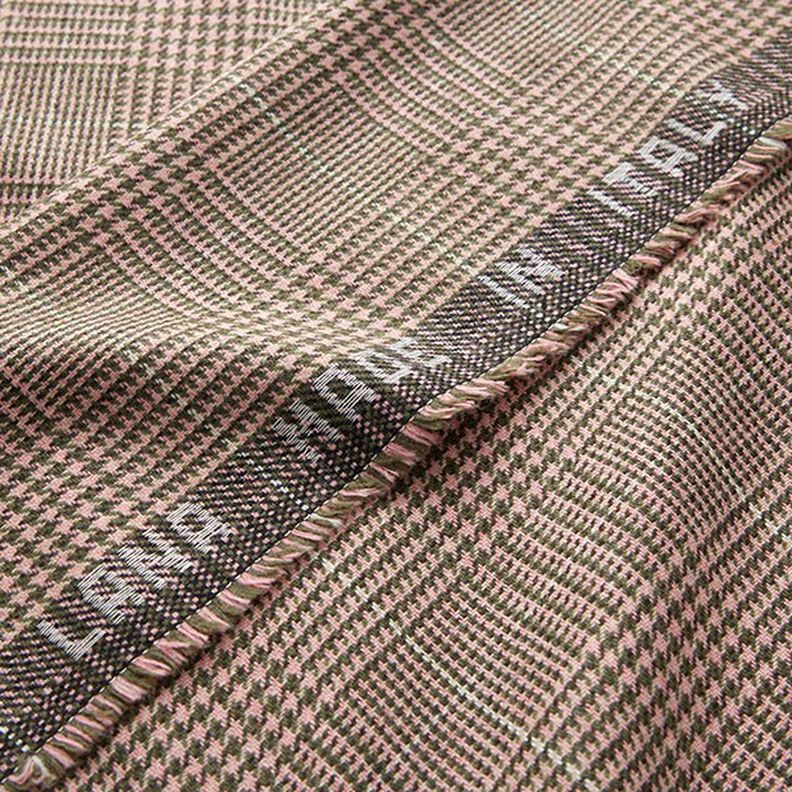 Wollstoff Glencheck – rosa/khaki,  image number 3