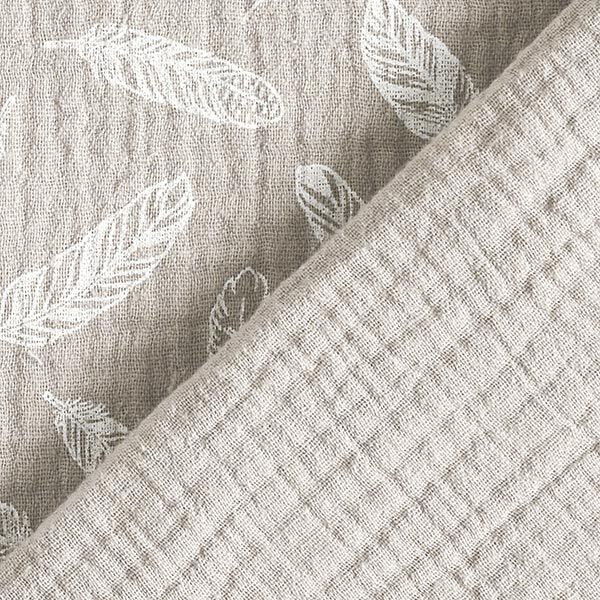 Musselin/ Doppel-Krinkel Gewebe Federn – beige/weiss