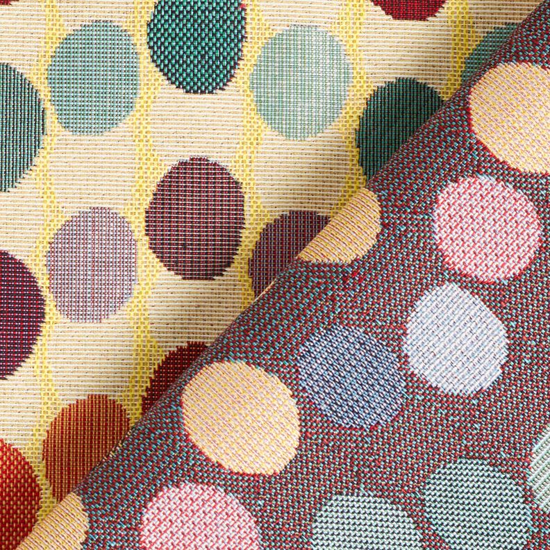 Dekostoff Gobelin Wellenpunkte – hellbeige/blau,  image number 4