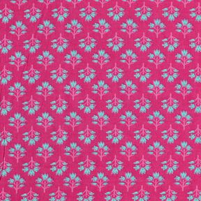 Baumwoll Voile Blumenfaecher, pink &ndash; intensiv pink/eukalyptus, 