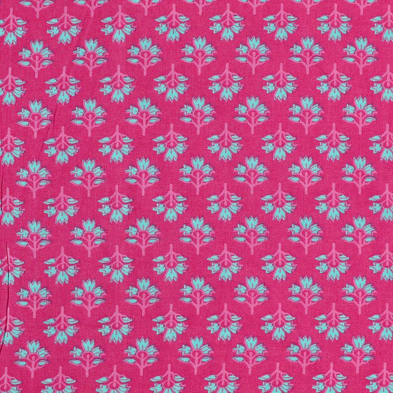 Baumwoll Voile Blumenfaecher, pink &ndash; intensiv pink/eukalyptus,  image number 1
