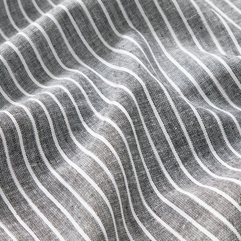 Leinen-Baumwoll-Mix breite Streifen &ndash; schwarz/weiss,  image number 2