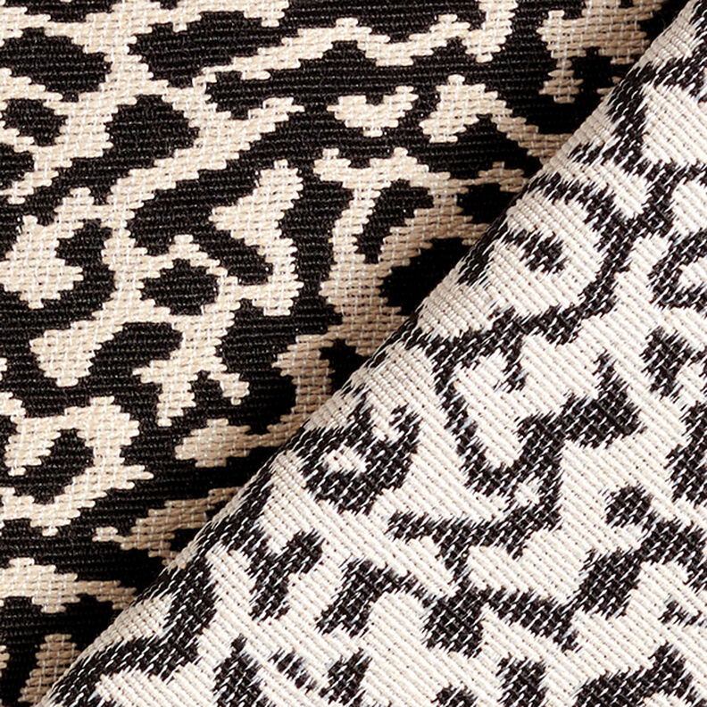 Möbelstoff Jacquard abstraktes Leomuster groß – schwarz/sand,  image number 4