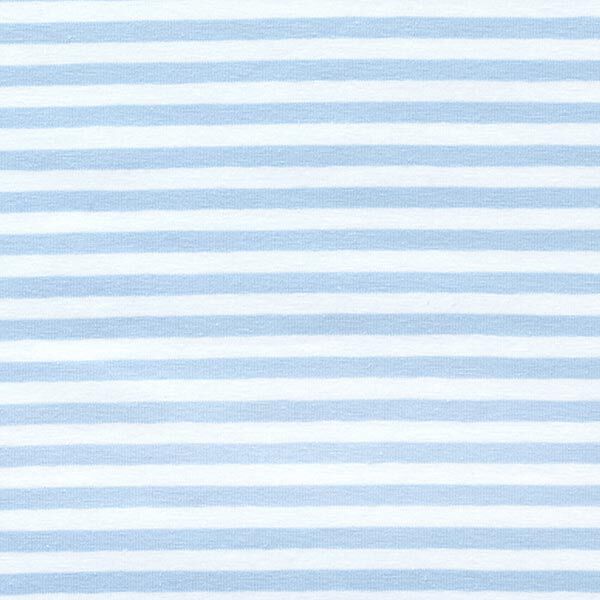 Baumwolljersey schmale Streifen – babyblau/weiss | Reststück 50cm