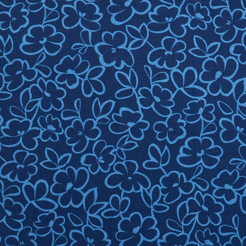 Viskose-Crêpe abstrakte Blumen – marineblau/königsblau, image number 1