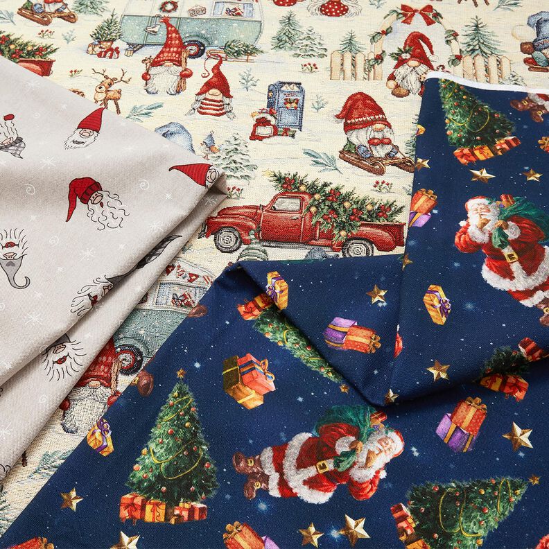 Dekostoff Gobelin weihnachtliche Wichtel – hellbeige/rot,  image number 5