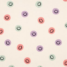 Baumwollflanell Smilies | Poppy Fabrics – elfenbein/altrosa, 