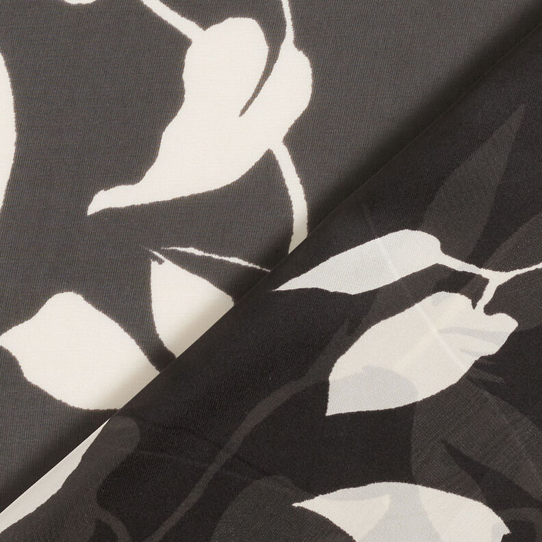 Zarter Satin Blätterranken – schwarz/weiss, image number 4