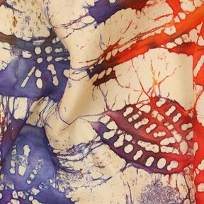 Viskosestoff Batik-Blätter – sand/orange, 