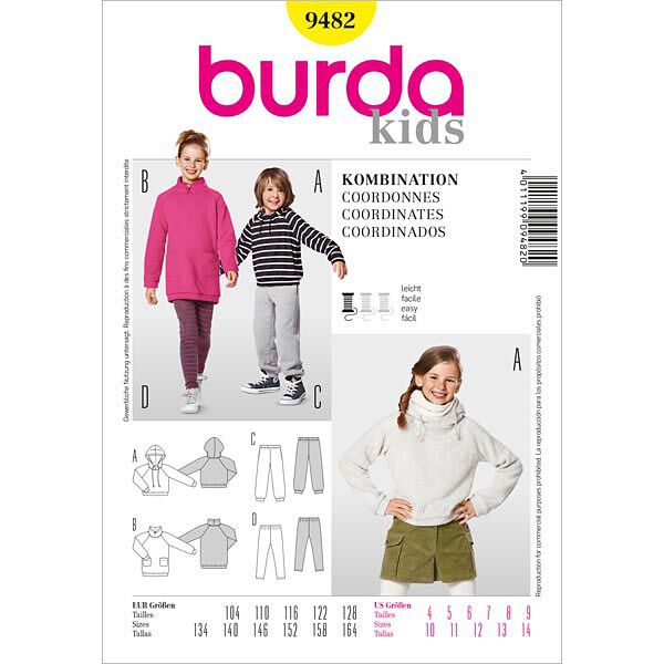 Kapuzenshirt | Jogginghose | Burda 9482 | 104-164,  image number 1