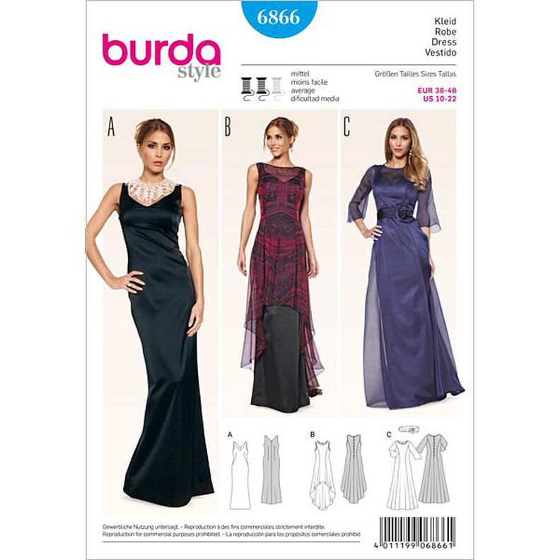 Abendkleid | Überkleid | Burda 6866 | 36-48,  image number 1