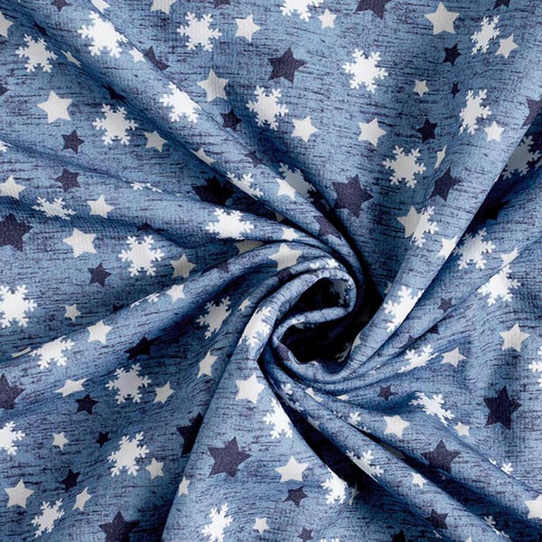 Sweatshirt angeraut Schneeflocken und Sterne Digitaldruck – blaugrau,  image number 4