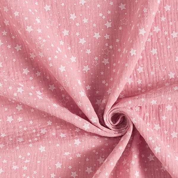 Musselin/ Doppel-Krinkel Gewebe Sternchen – rosa