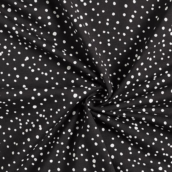 Baumwolljersey unregelmäßige Punkte – schwarz | Reststück 50cm