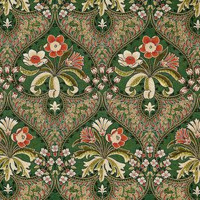 Dekostoff Gobelin Blumenornamente – grün/hellorange, 