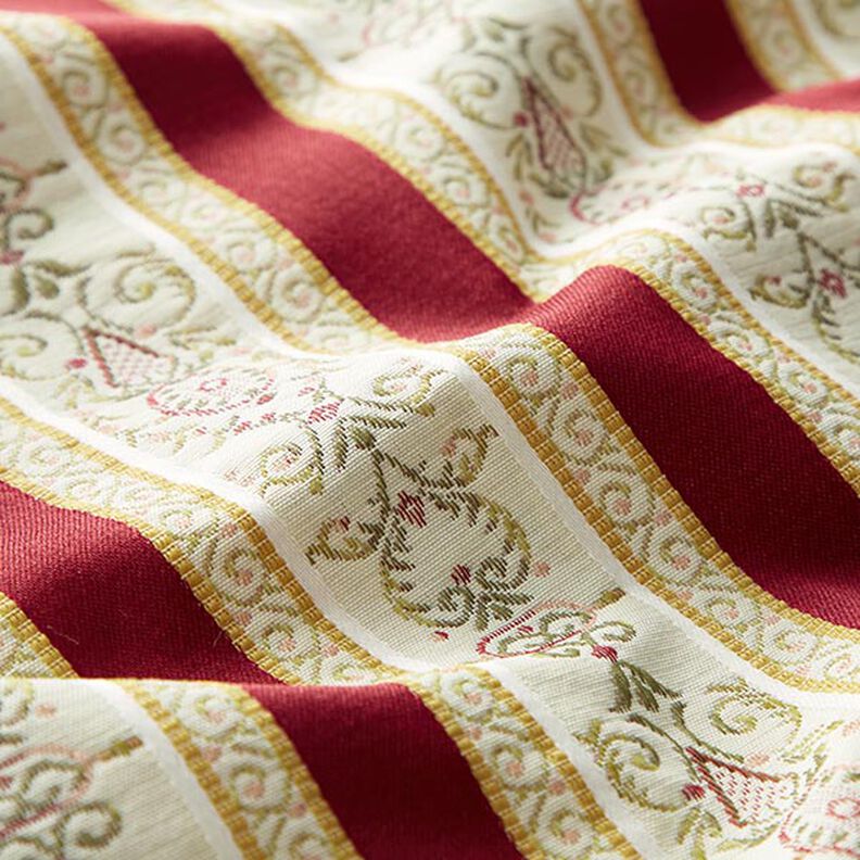 Möbelstoff Jacquard Biedermeier Streifen – creme/rot,  image number 2