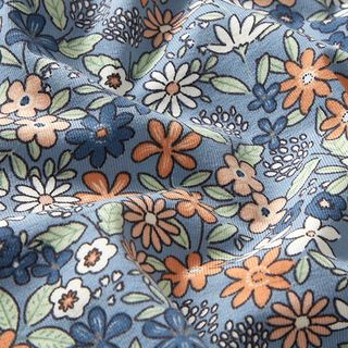 Baumwolljersey Blumenwiese | by Poppy – taubenblau, 