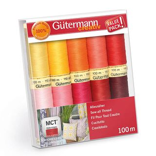 Nähfaden-Set Allesnäher [ 100m | 10 Stück ] | Gütermann creativ – rosa/rot, 