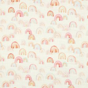 Musselin/ Doppel-Krinkel Gewebe bunte Regenbögen Digitaldruck | Poppy Fabrics – elfenbein/lachs, 