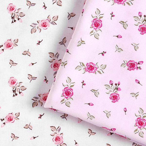 Baumwollpopeline kleine Röschen – rosa, image number 5