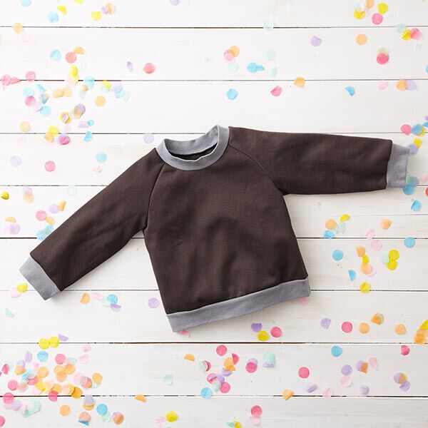 Leichter Baumwollsweat Uni – dunkelbraun | Reststück 100cm