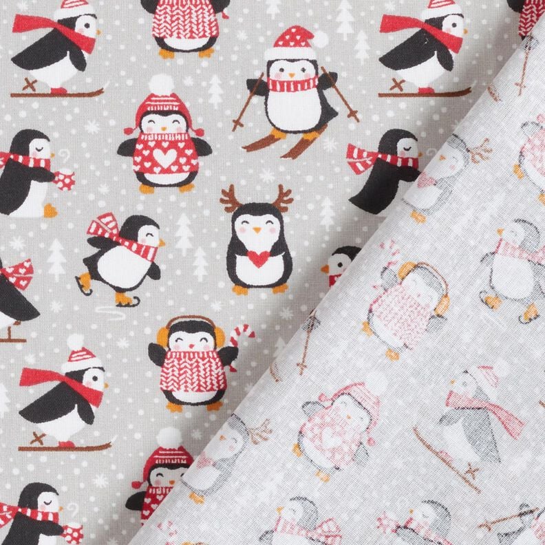 Baumwollstoff Cretonne Pinguine – silbergrau, image number 4