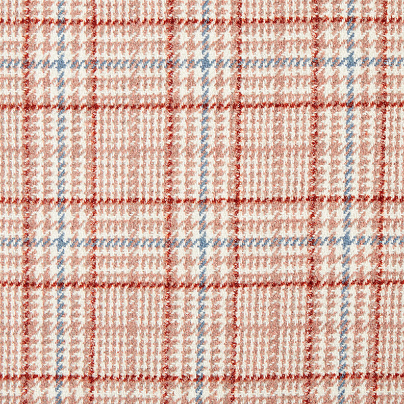 Mantelstoff Karo & Hahnentritt – weiss/altrosa,  image number 1