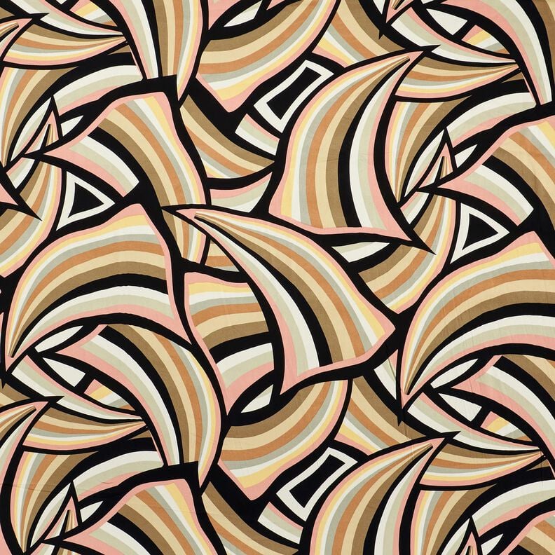 Viskosestoff abstrakte Linien – schwarz/roségold,  image number 1