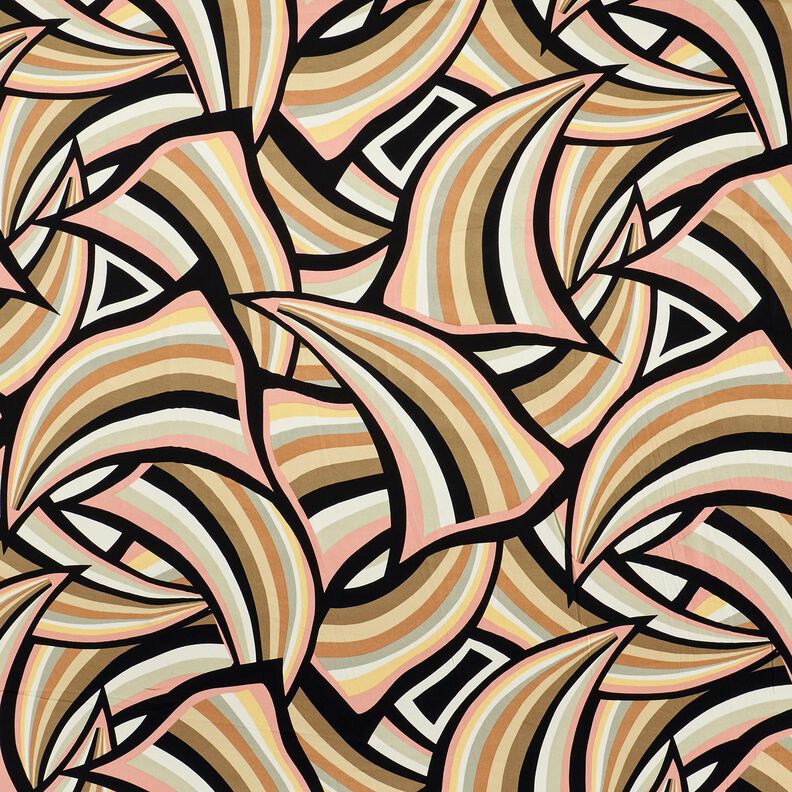 Viskosestoff abstrakte Linien – schwarz/roségold, image number 1
