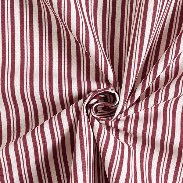 Dekostoff Halbpanama elegante Streifen – bordeauxrot/wollweiss
