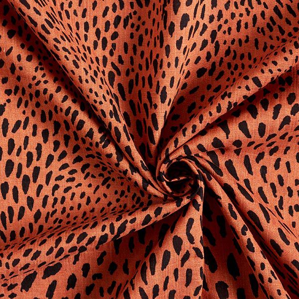 Baumwoll-Viskose-Mix tierische Tupfen – terracotta/schwarz, image number 3