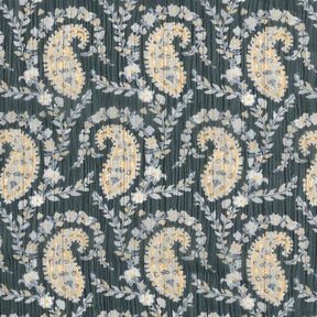 Crêpe Chiffon Paisley und Lurexstreifen – schwarz/silberblau, 