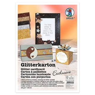 Glitzerkarton-Set A4 [300g/m²], 5 Blatt, 