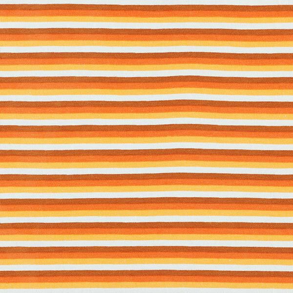 Baumwolljersey Querstreifen – weiss/orange, image number 1