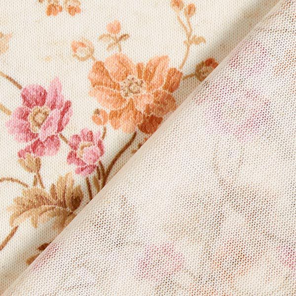 Feinstrick Blumenranken – wollweiss | Reststück 100cm