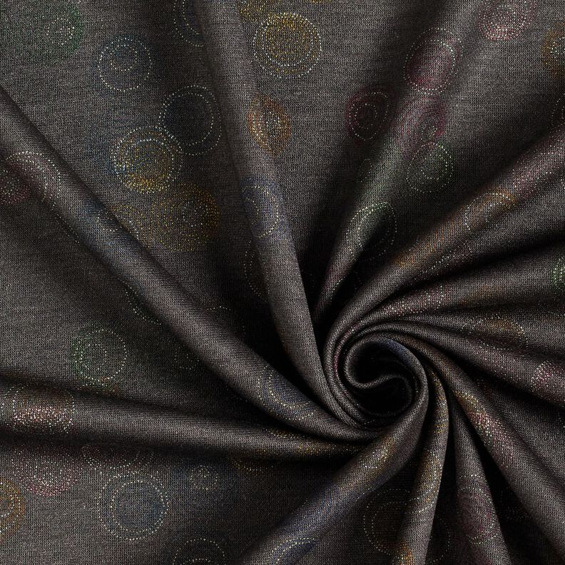 Viskosejersey bunte Kreise – steingrau, image number 3