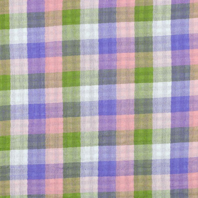Musselin/ Doppel-Krinkel Gewebe Karo Doubleface | Poppy Fabrics – rosa/lavendel, image number 1