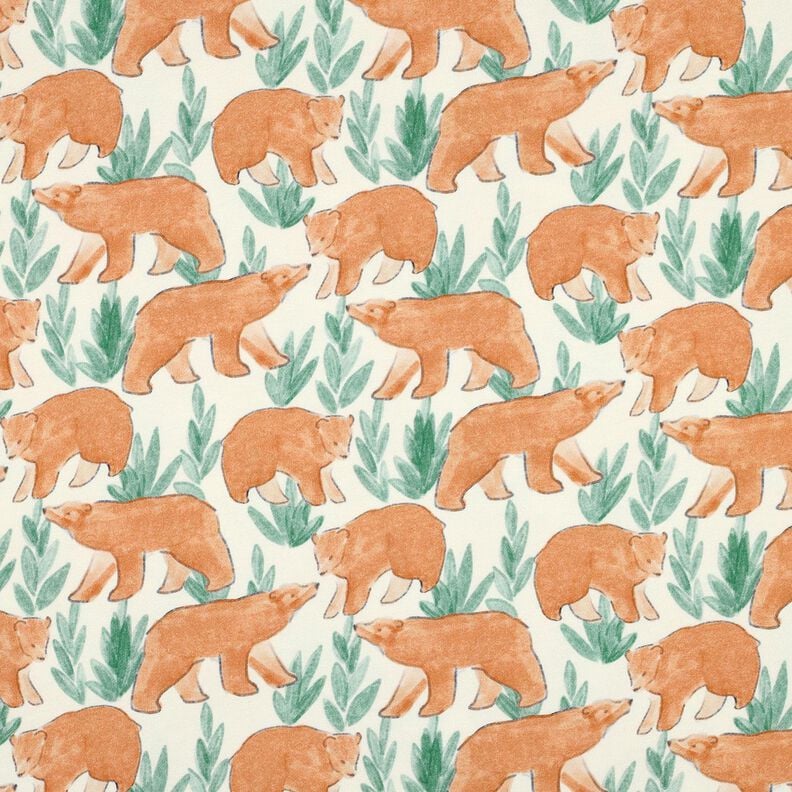French Terry Sommersweat Aquarell-Bären Digitaldruck | Poppy Fabrics – wollweiss, image number 1